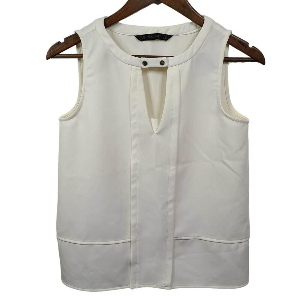 Zara Cream Sleeveless Blouse Womens XS